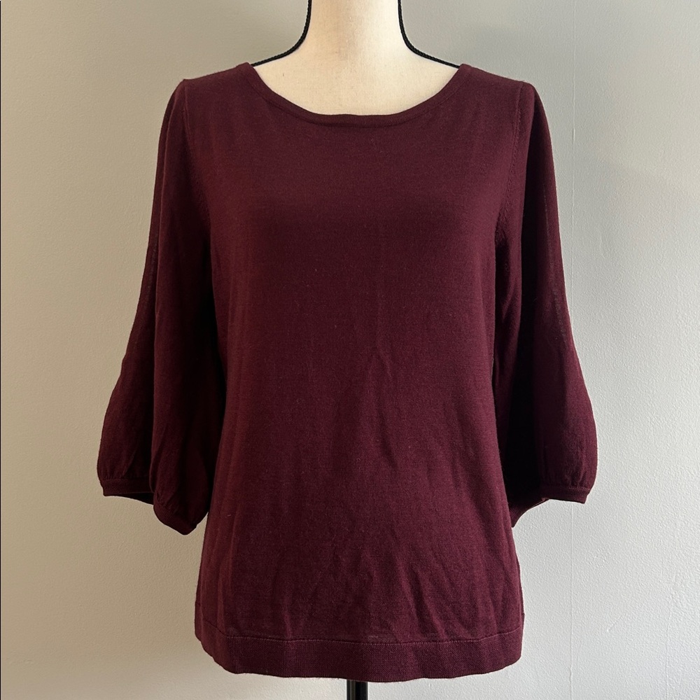 NWOT Talbots Merino Wool Knit Sweater in Rich Maroon